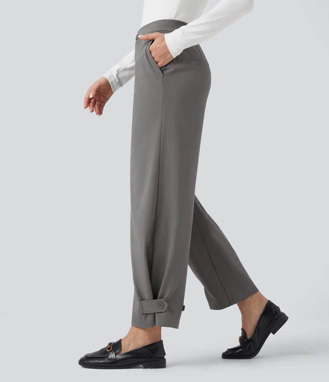 Halara Flex DayStretch Mid Rise Adjustable trouser Width Work Tapered Trousers with Pockets