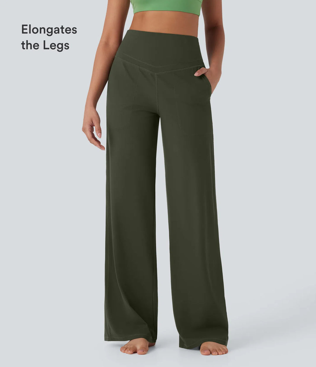 Halara UltraSculpt High Waisted Tummy Control Straight Leg Yoga Trousers with Pockets