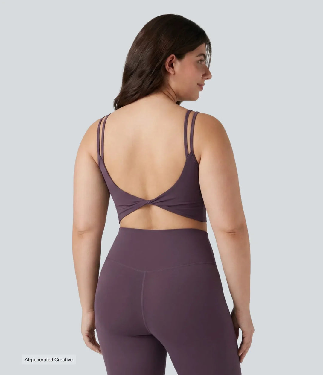 Plus Size Halara UltraSculpt Built-in Bra Double Straps Twisted Backless Cropped Yoga Tank Top