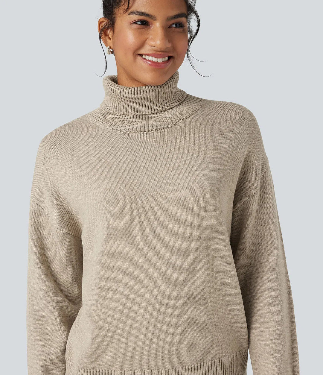 High Neck Long Sleeve Work Wool-Blend Jumper