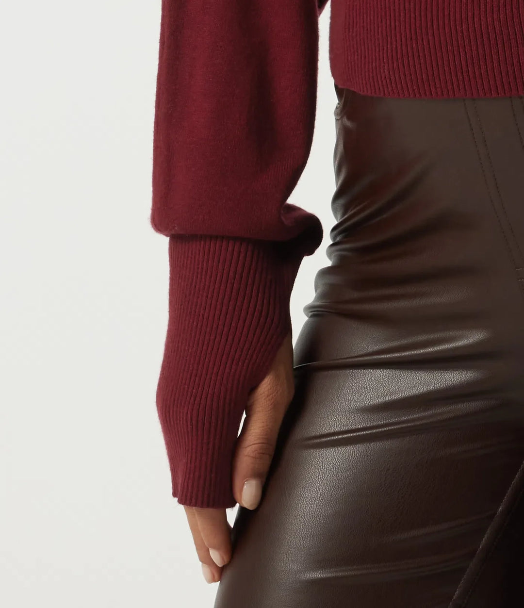 V Neck Batwing Long Sleeve Casual Jumper with Thumbholes