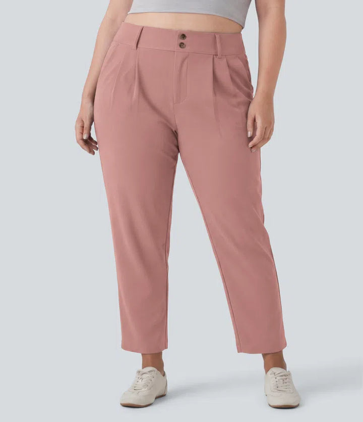 Plus Size Halara Flex High Waisted Tapered Waffle Work Trousers with Pockets