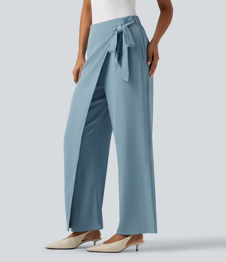Halara Flex High Waisted Tie Side Wide Leg Work Trousers