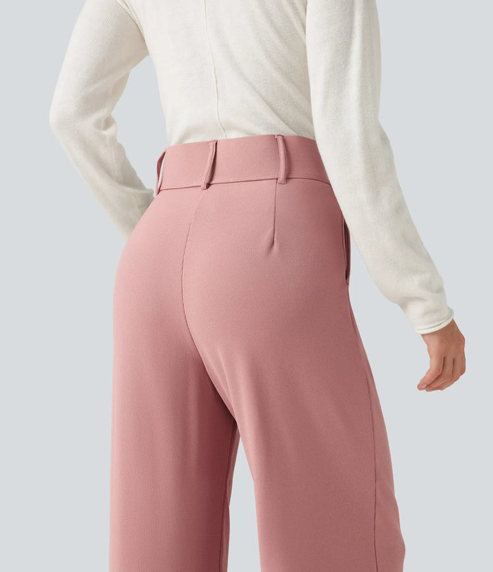 Halara Flex High Waisted Straight Leg Waffle Work Trousers with Pockets