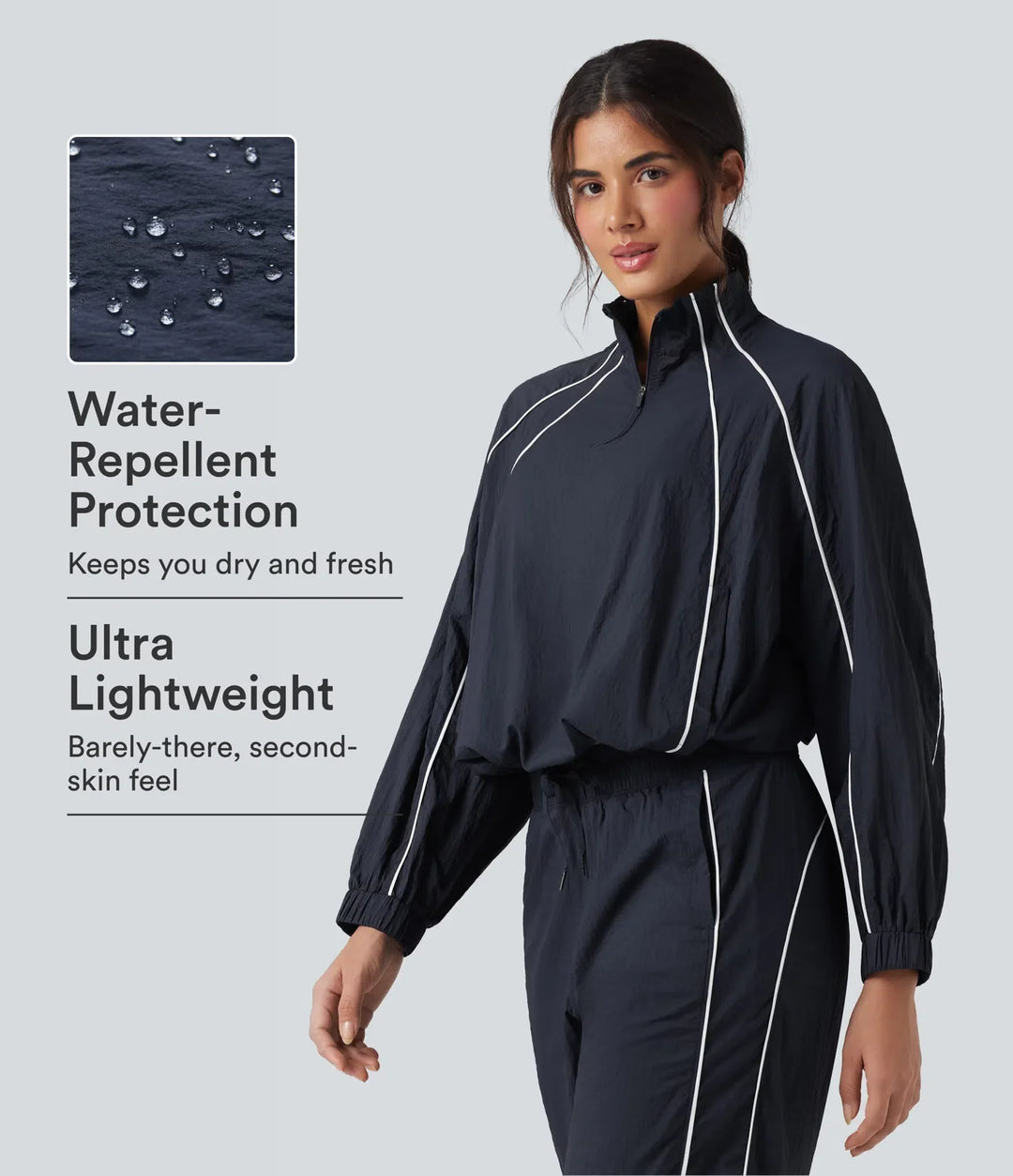 Lightweight Durable Water Repellent Color Block Half Zipper Oversized Hiking Jacket