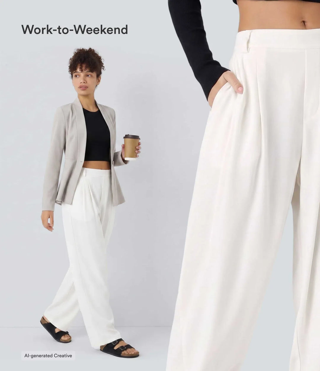 Mid Rise Pocket Barrel Leg Baggy Work Trousers