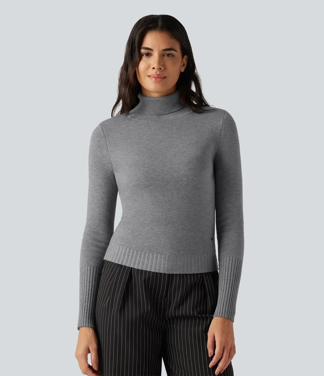 High Neck Long Sleeve Casual Jumper