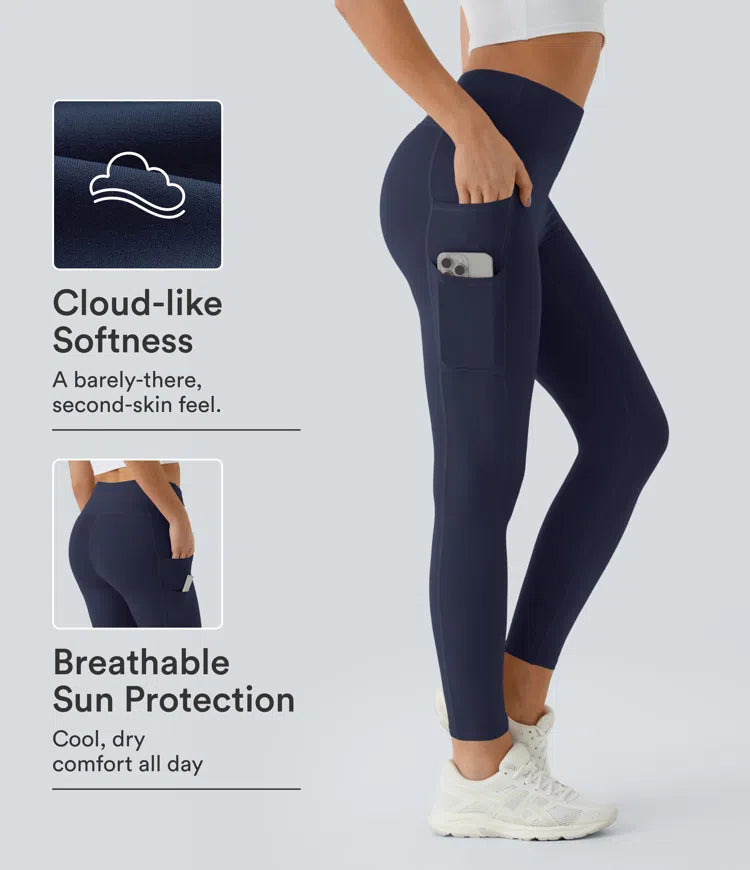 SoftlyZero High Waisted Double Pockets Plain Leggings