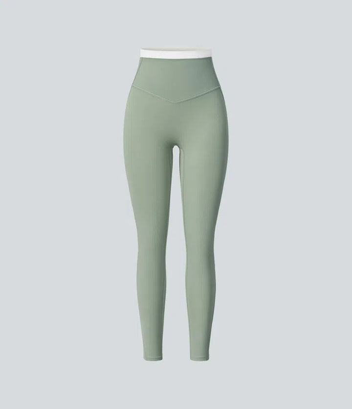Halara UltraSculpt High Waisted Tummy Control colourBlock Skinny Yoga Leggings with Pockets