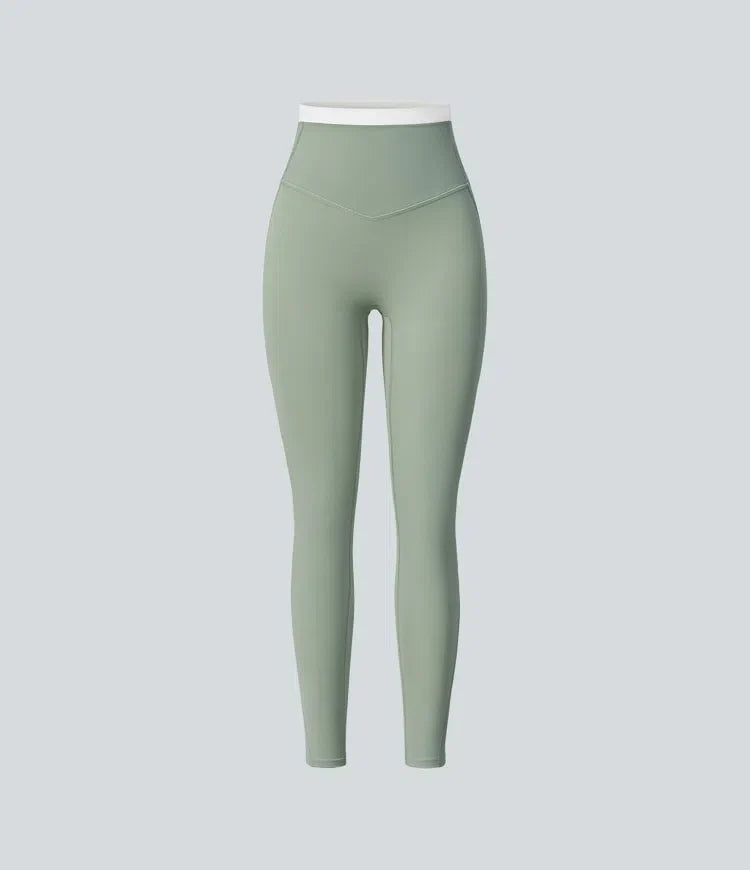 Halara UltraSculpt High Waisted Tummy Control Color Block Skinny Yoga Leggings with Pockets