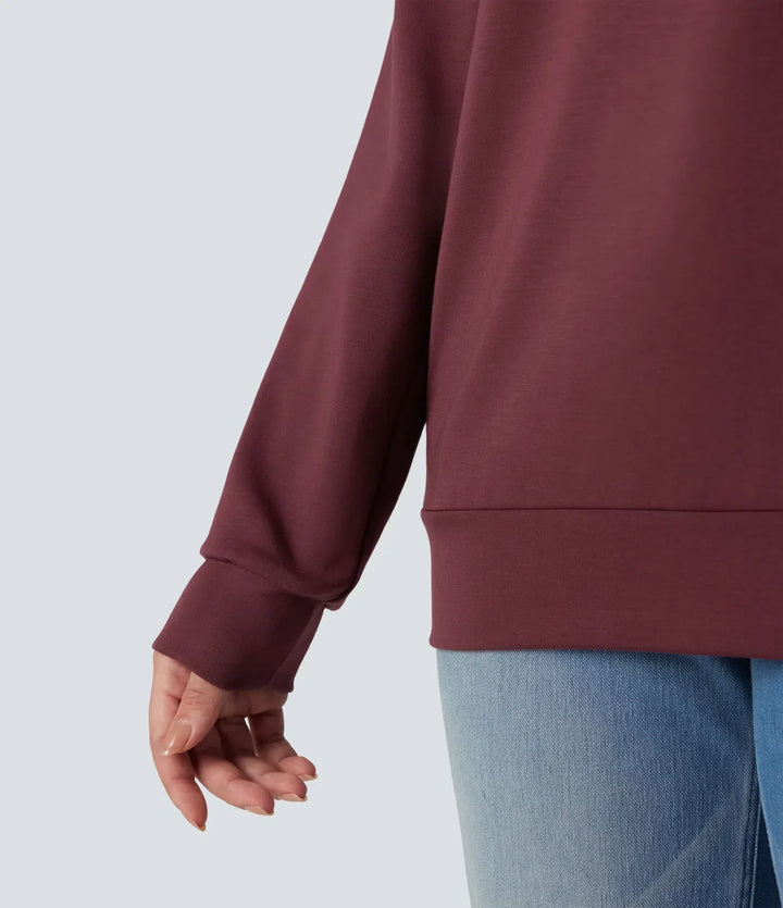 SpacerTek Cowl Neck Long Sleeve Casual Sweatshirt