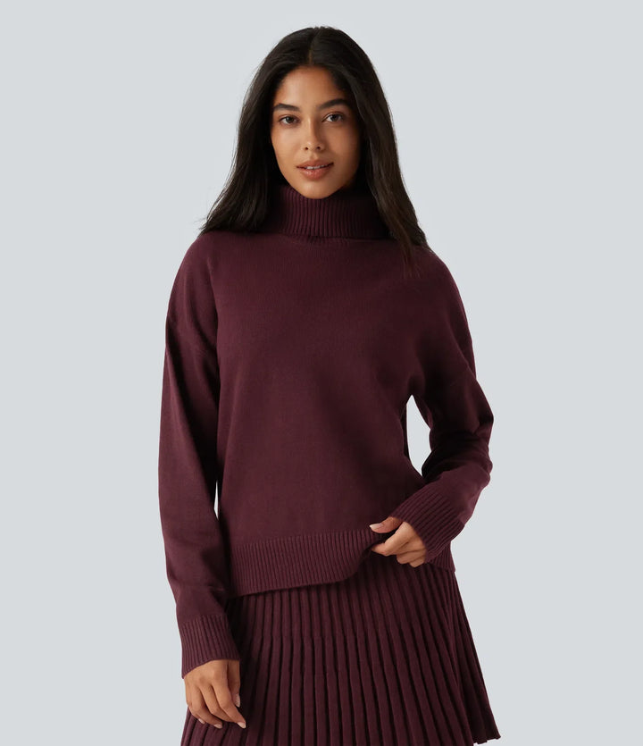 High Neck Long Sleeve Casual Jumper