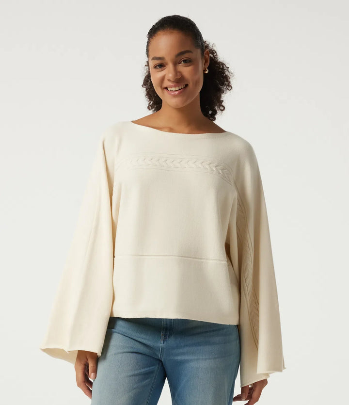 Boat Neck Long Bell Long Sleeve Casual Jumper