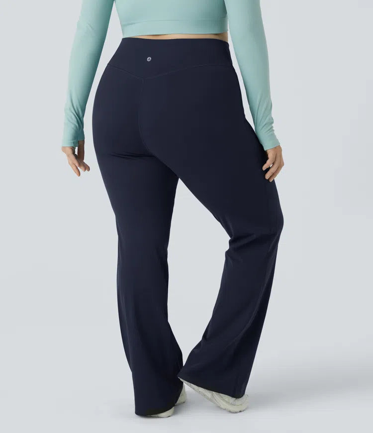 DayStretch High Waisted Crossover Full Length Flare Plus Size Leggings