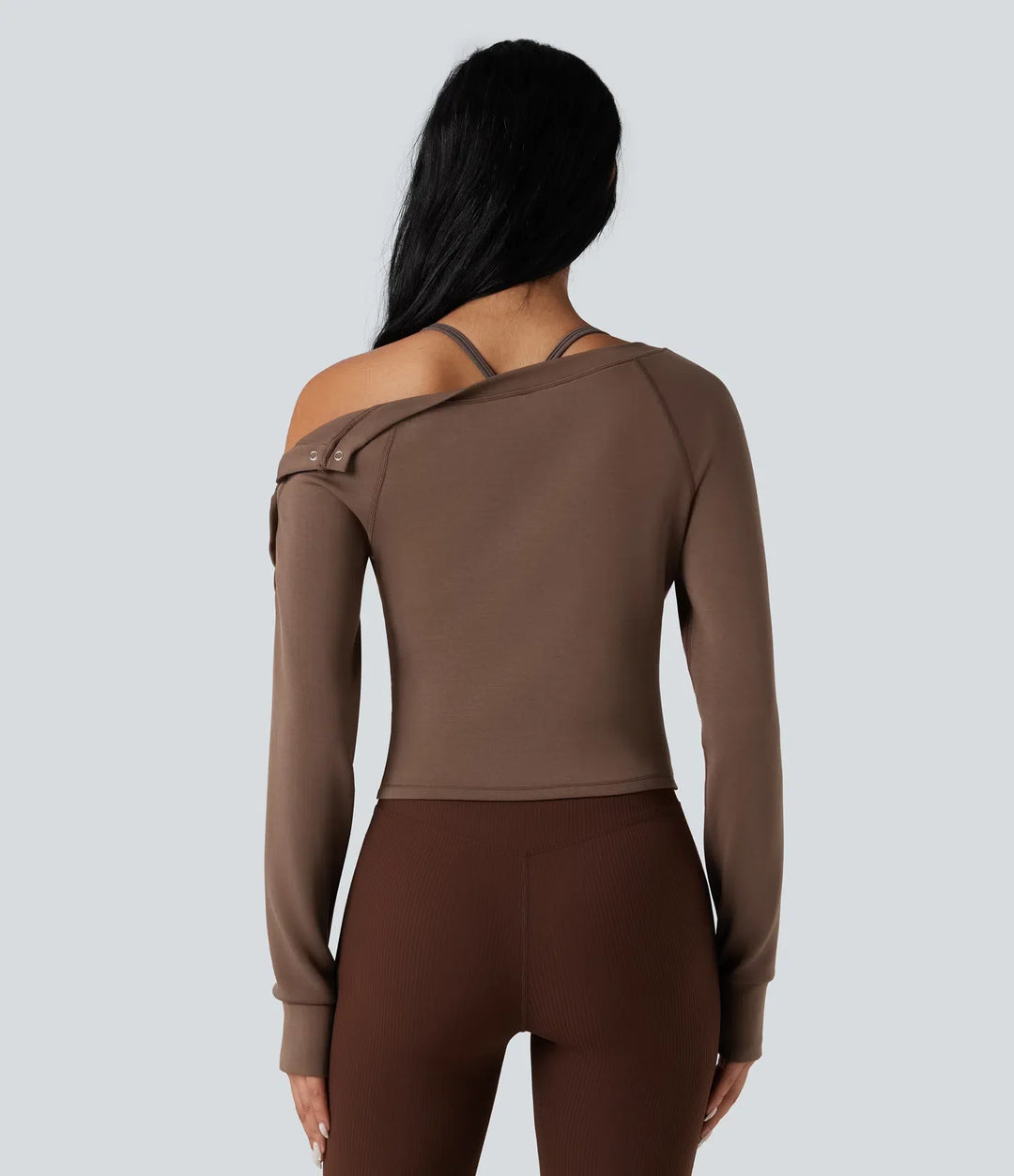 SpacerTek Boat Neck Long Sleeve Thumb Holes Casual Sweatshirt
