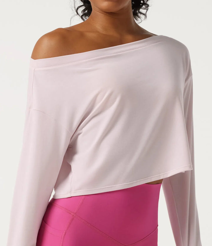 One Shoulder Long Sleeve Thumb Hole Quick Dry Yoga Sports Top