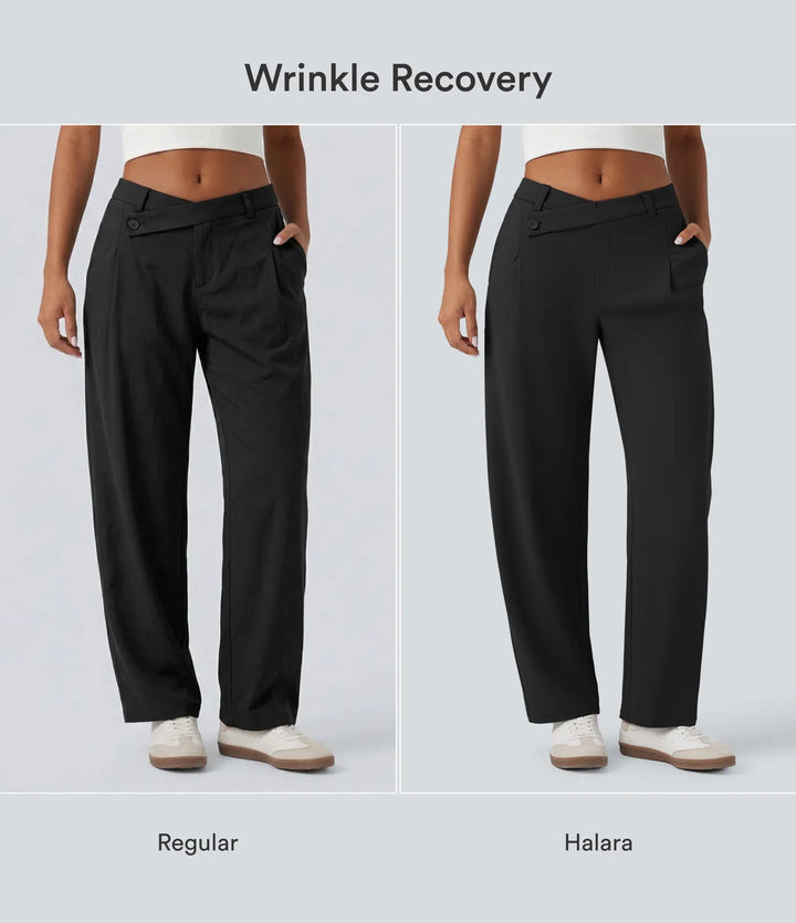 Halara Flex DayStretch Asymmetric Mid Rise Tapered Work Trousers with Pockets