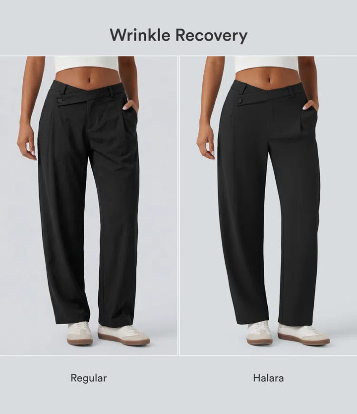 Halara Flex DayStretch Asymmetric Mid Rise Tapered Work Trousers with Pockets