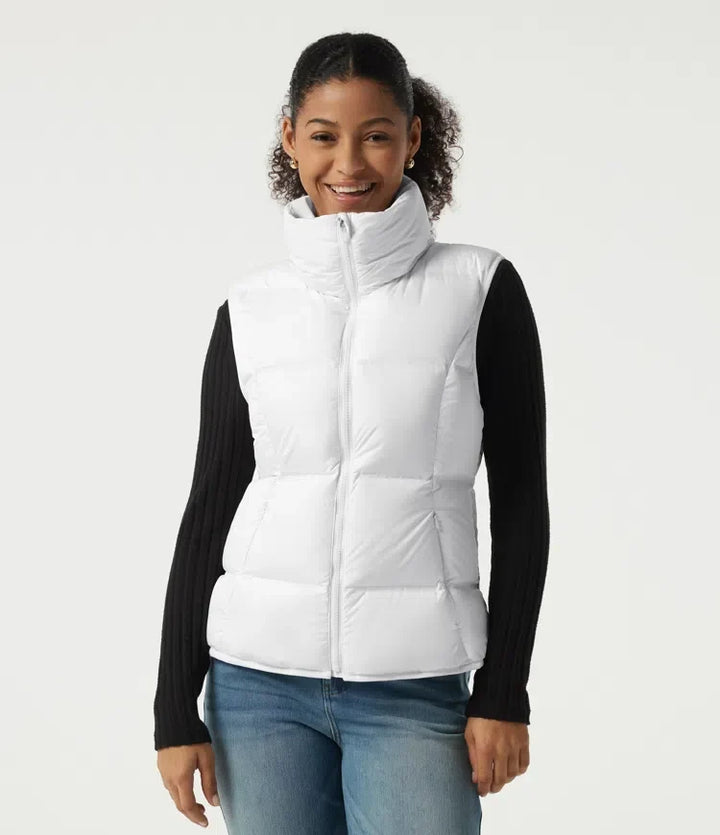 High Neck Quilted Puffer Casual Down Vest with Pockets