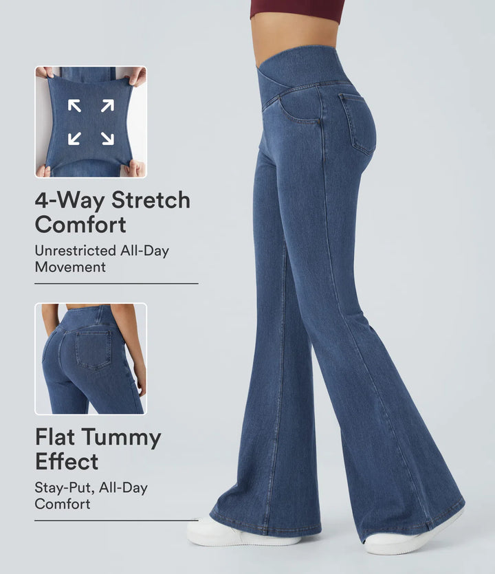 Halara Flex High Waisted Crossover Pocket Washed Casual Jeans