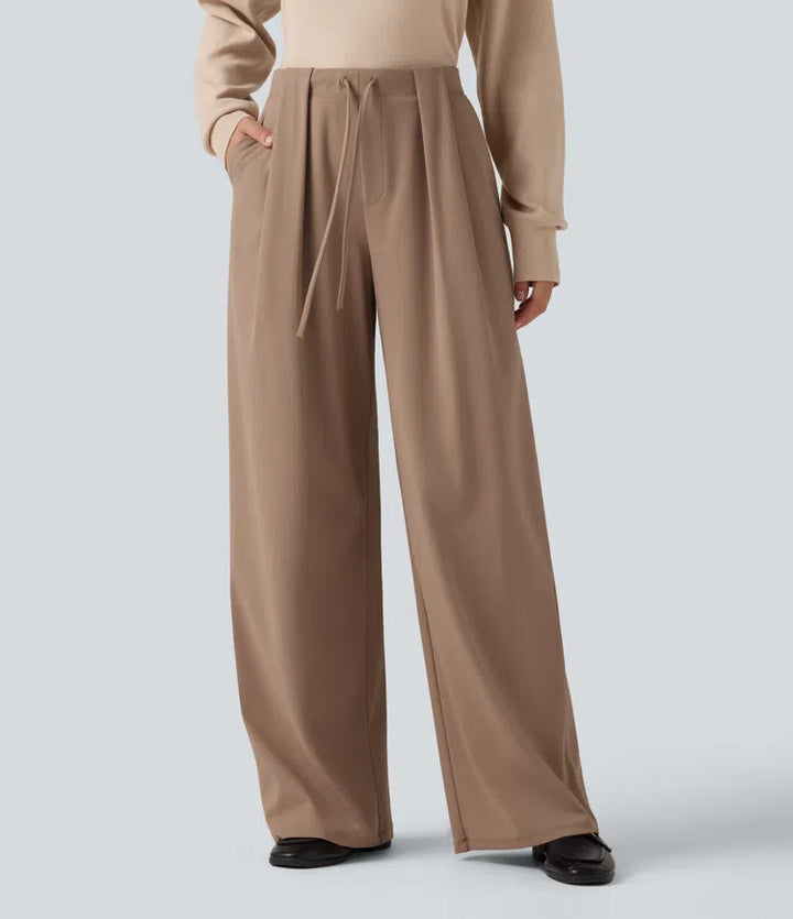 Halara Flex DayStretch Mid Rise Drawstring Wide Leg Work Trousers with Pockets