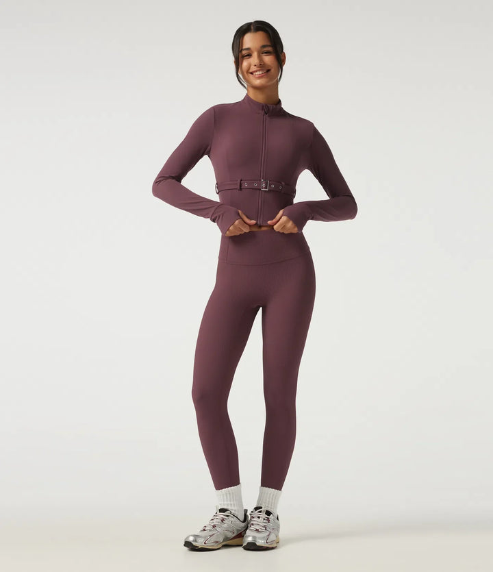 Halara UltraSculpt Stand Collar Long Sleeve Buckle Belted Yoga Curvy Jacket