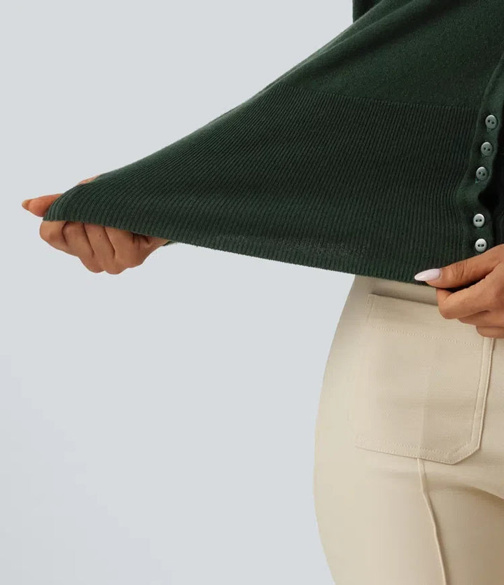 V Neck Bishop Long Sleeve Work Cardigan