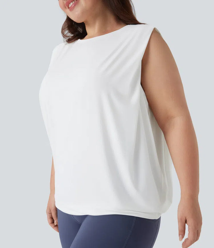 Plus Size Round Neck InstantCool Yoga Tank Top-UPF50+