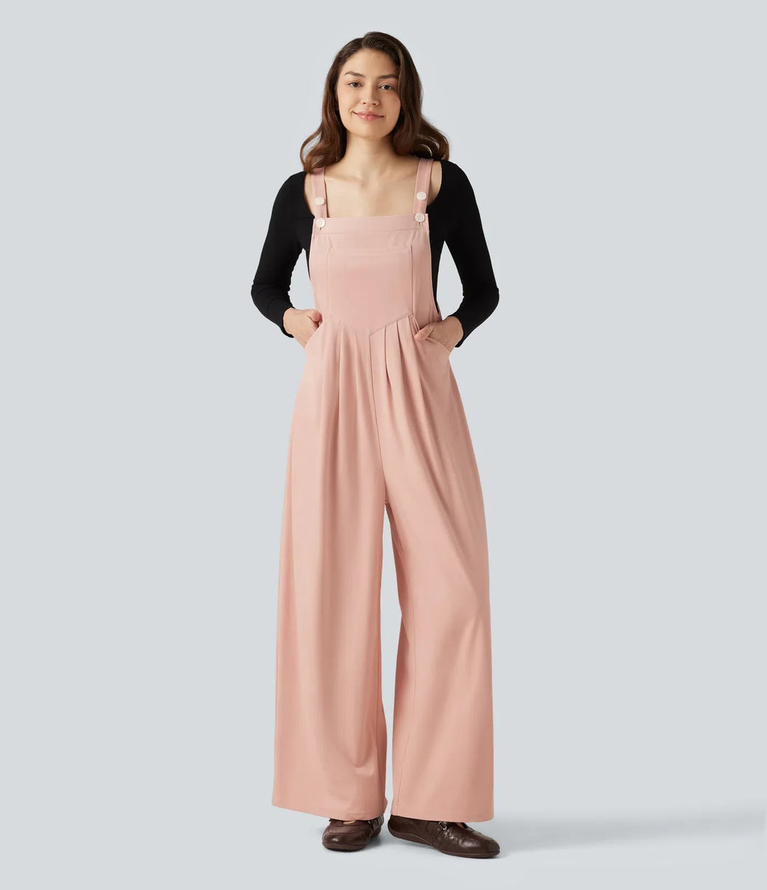 Suede Casual Overalls with Pockets