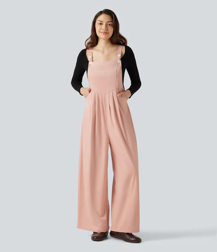 Suede Casual Overalls with Pockets