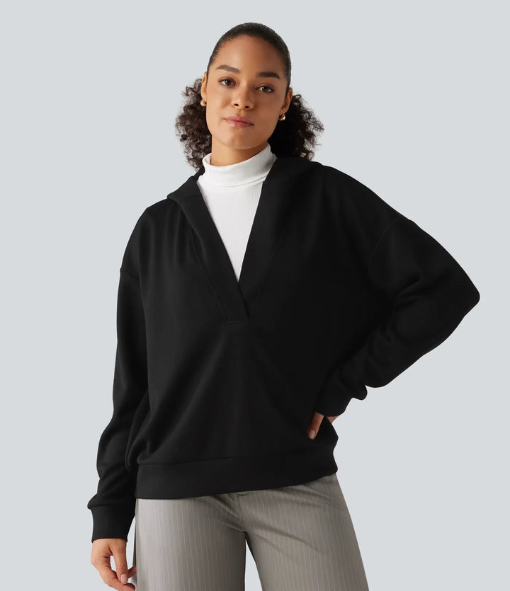 Hooded Dropped Shoulder Long Sleeve Work Sweatshirt