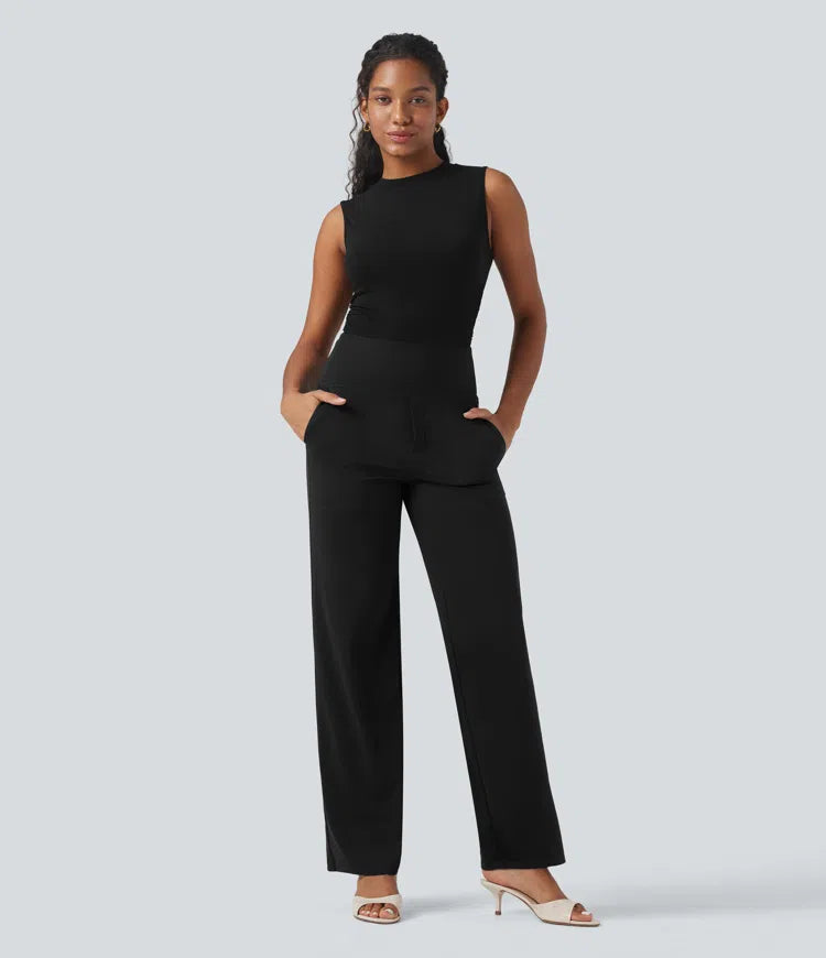Halara UltraSculpt High Waisted Tummy Control Straight Leg Work Trousers with Pockets