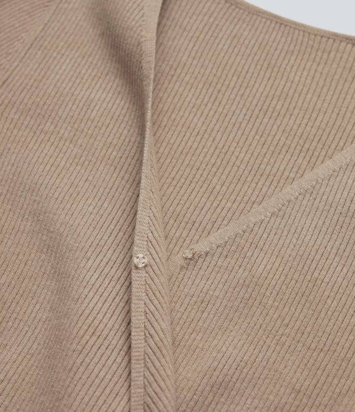 V-neck Long Sleeve Crossover Slim Work Jumper