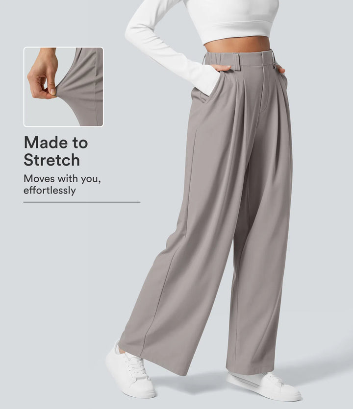 Halara Flex High Waisted Pocket Wide Leg Waffle Work Trousers