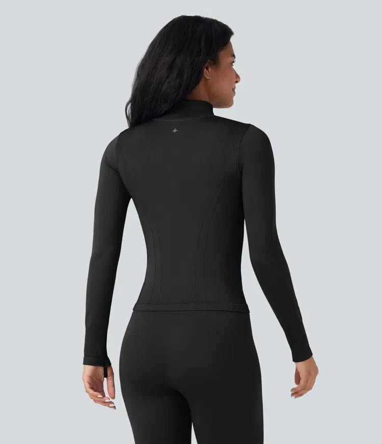 OneForm Seamless Flow Stand Collar Long Sleeve Thumb Hole Yoga Jacket