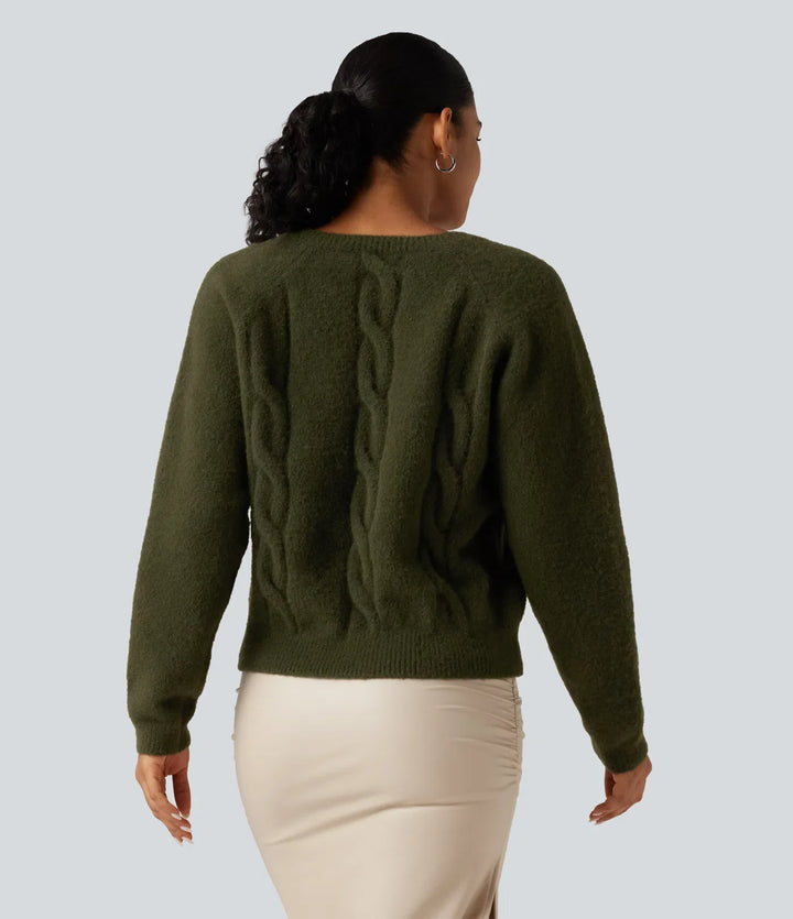 V Neck Raglan Long Sleeve Work Jumper