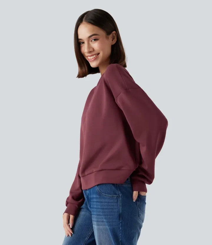 SpacerTek Round Neck Long Sleeve Twist-back Casual Sweatshirt