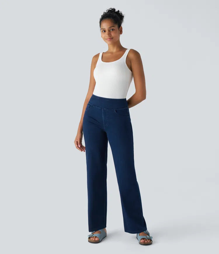 Halara Flex High Waisted Pockets Straight Leg Work Jeans