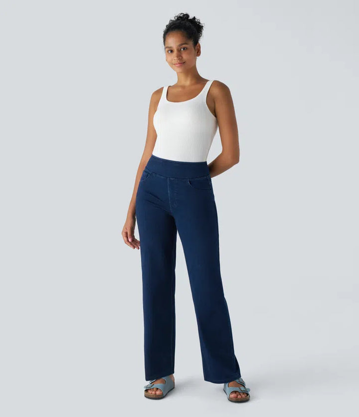 Halara Flex High Waisted Pockets Straight Leg Work Jeans