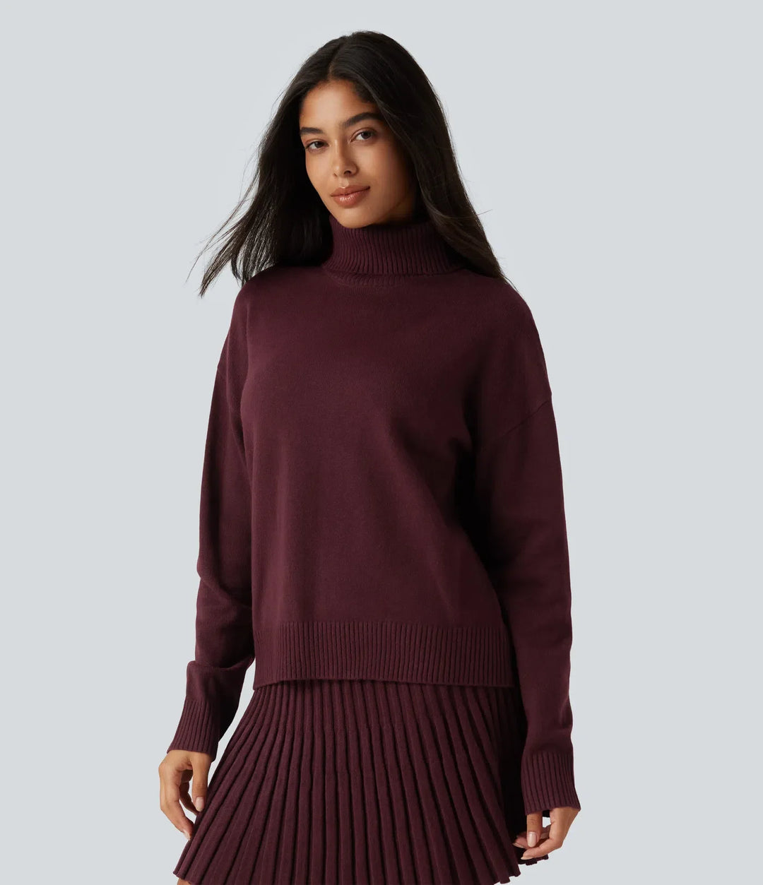 High Neck Long Sleeve Casual Jumper