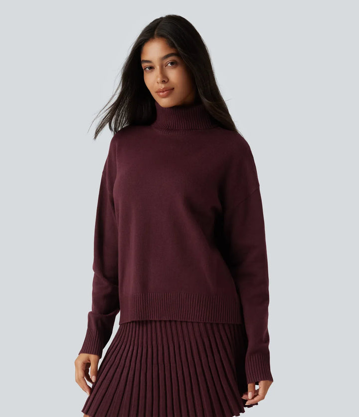 High Neck Long Sleeve Casual Jumper