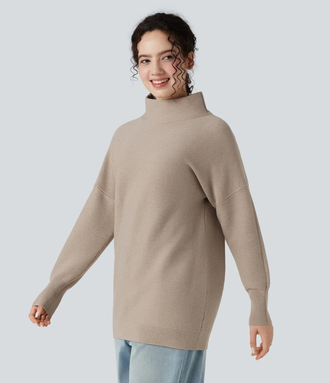 Mock-neck Long Sleeve Casual Jumper