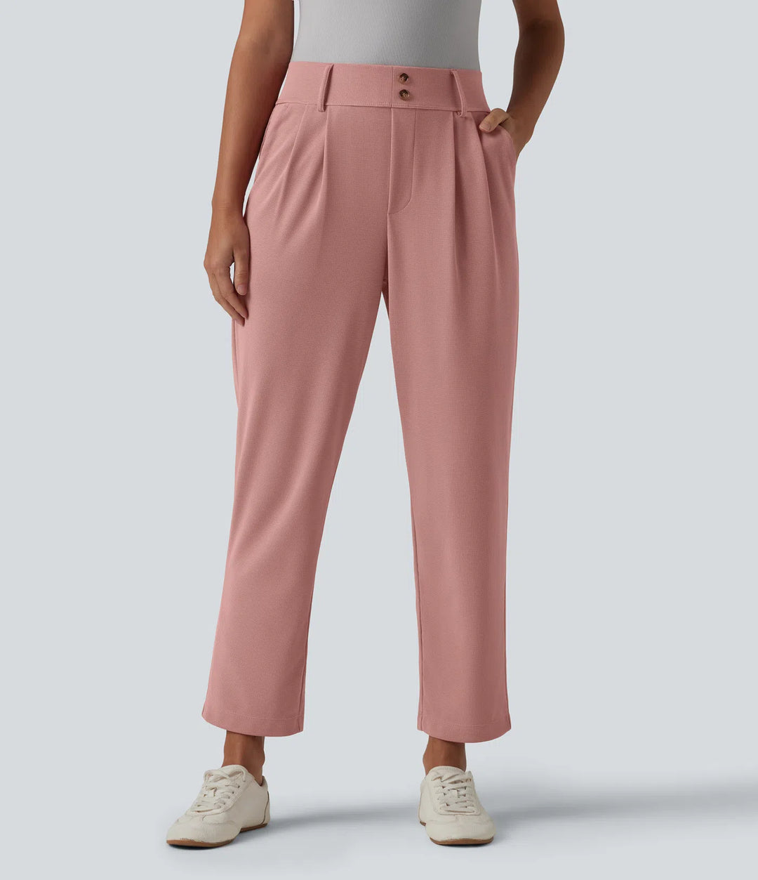 Halara Flex High Waisted Tapered Waffle Work Trousers with Pockets