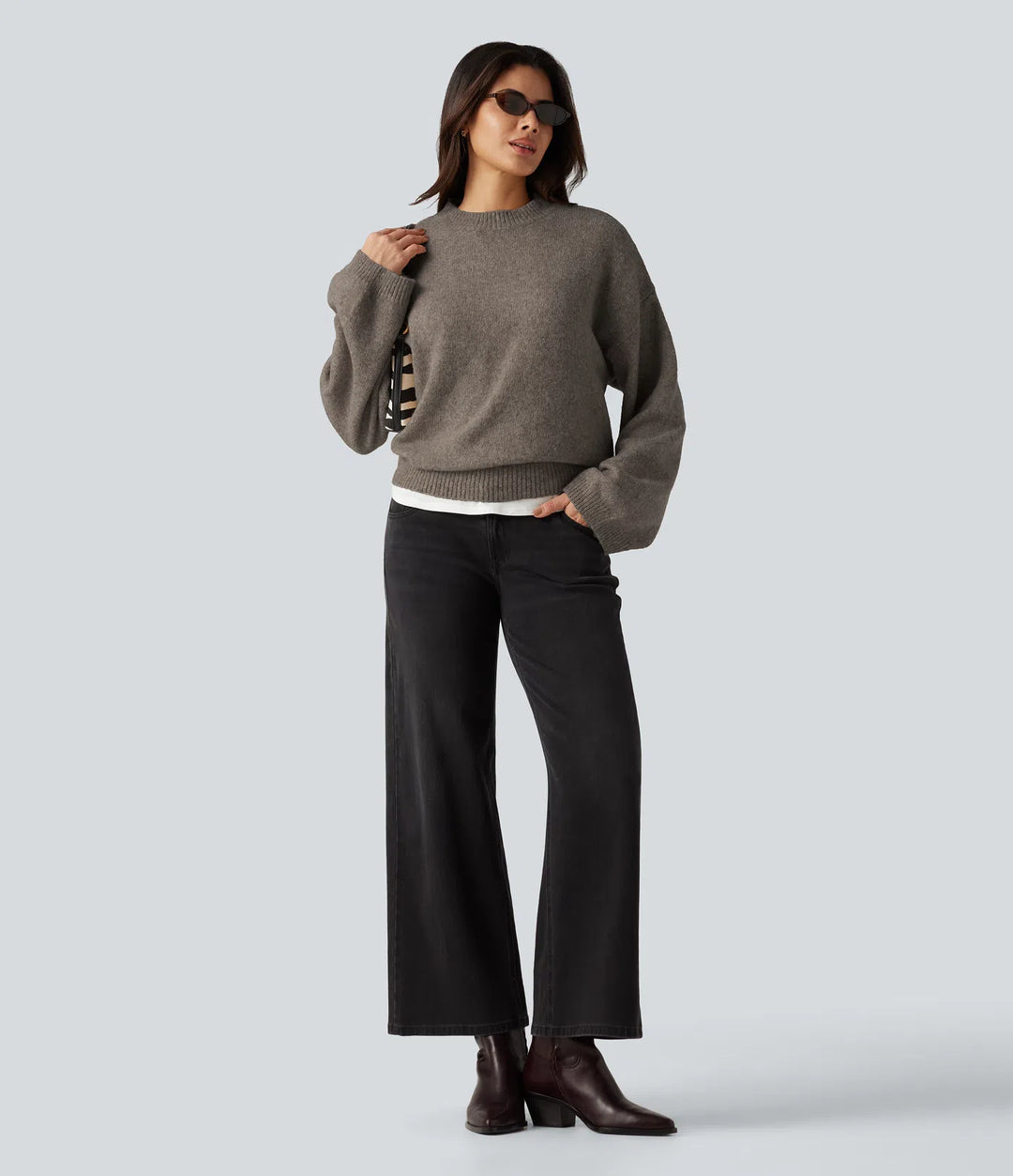 Stand Collar Long Sleeve Work Jumper