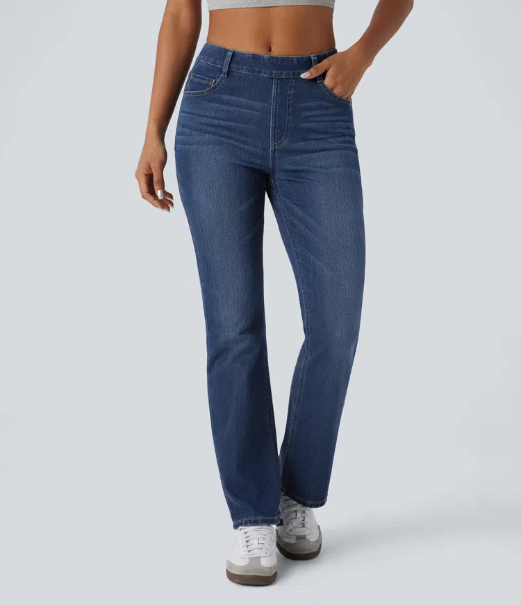 Halara Flex High Waisted Pockets Washed Casual Bootcut Jeans