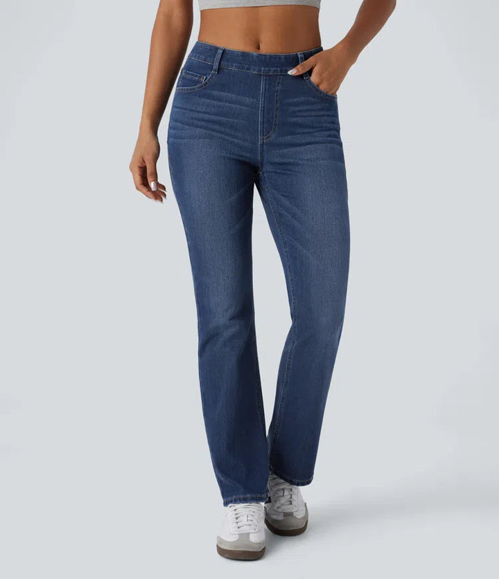Halara Flex High Waisted Pockets Washed Casual Bootcut Jeans