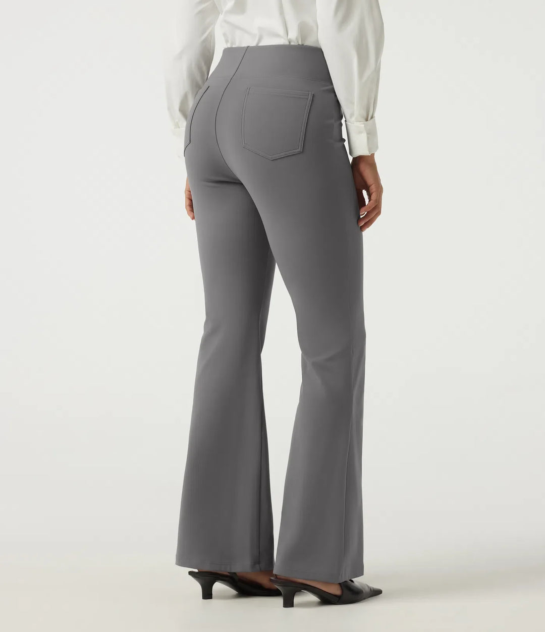High Waisted Flare Fleece Work Trousers with Pockets