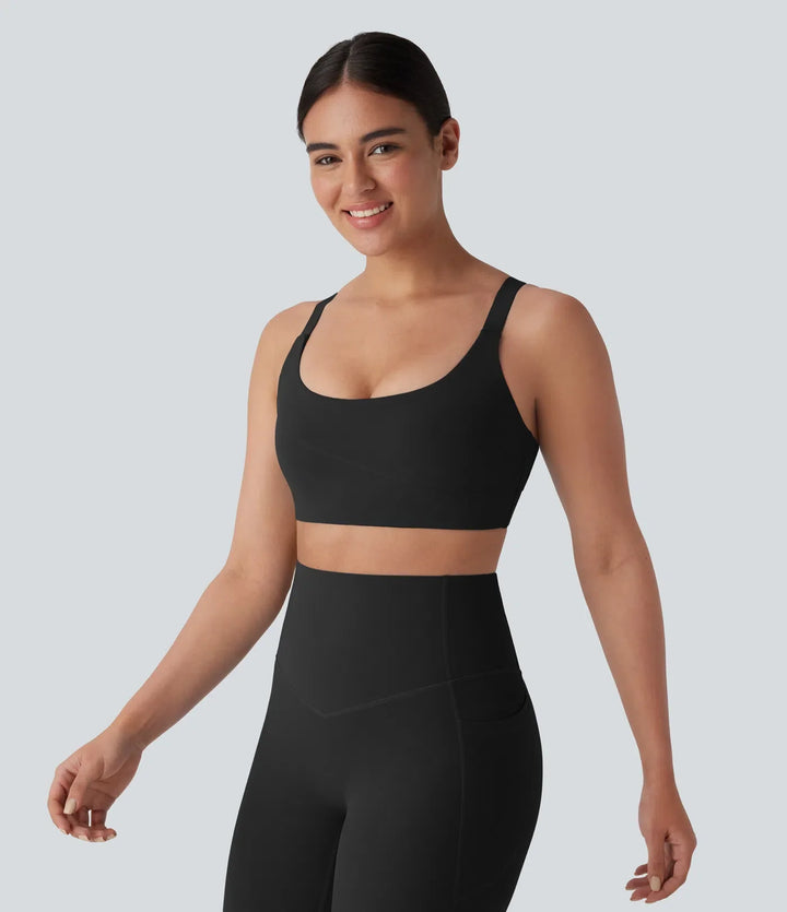 Halara UltraSculpt Medium Support  U Neck Workout Sports Bra A-D Cups