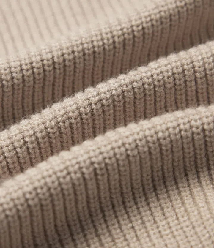 Ribbed Knit V Neck Long Sleeve Work Jumper
