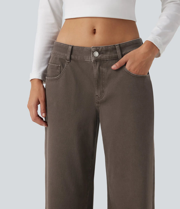 Halara Flex Low Rise Wide Leg Casual Jeans with Pockets